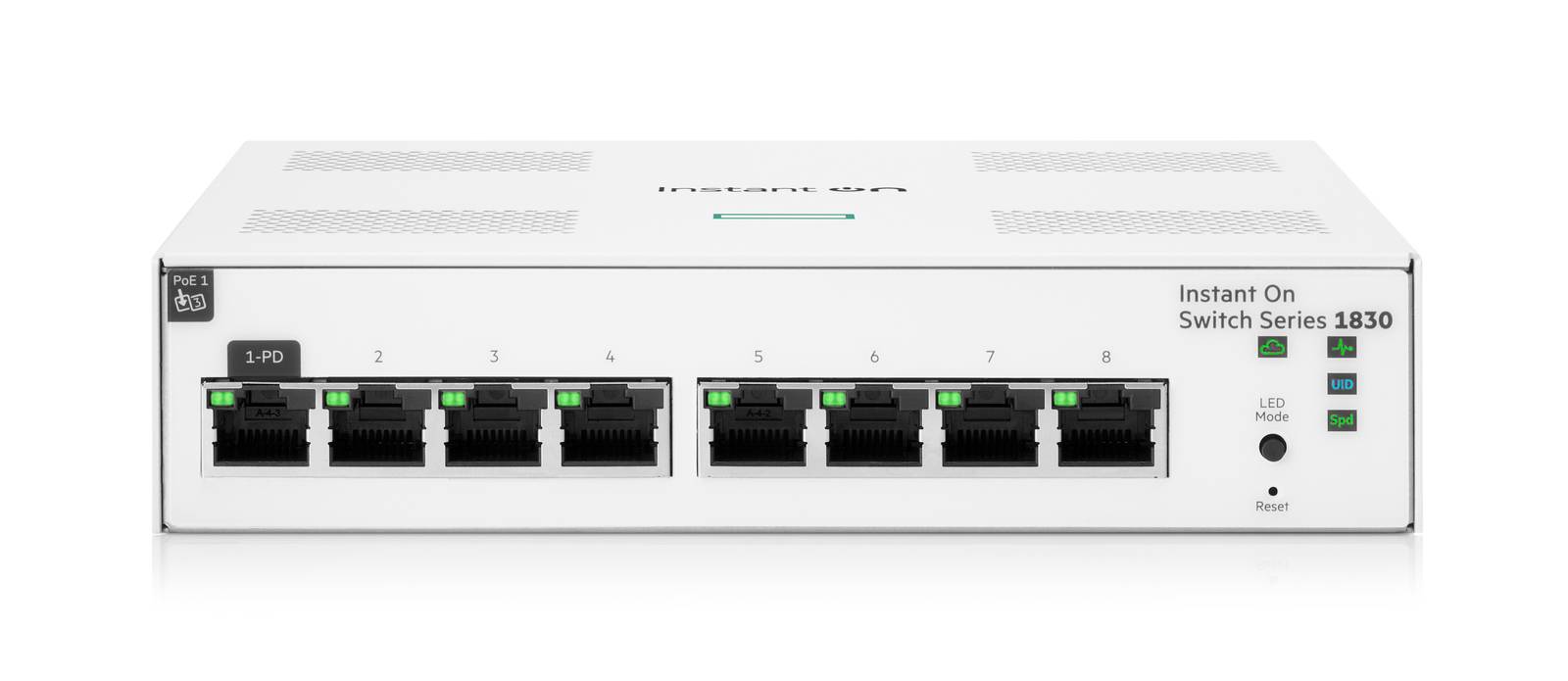Switch HPE Instant On 1830 Gigabit Ethernet - 8 puertos (JL810A) Switch HPE Instant On 1830 Gigabit Ethernet - 8 puertos (JL810A)